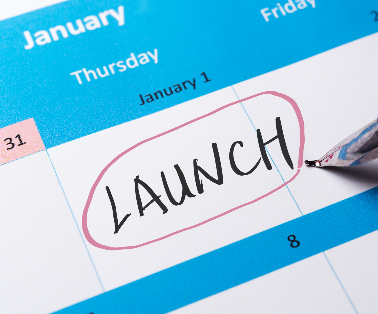 the word launch marked on a calendar